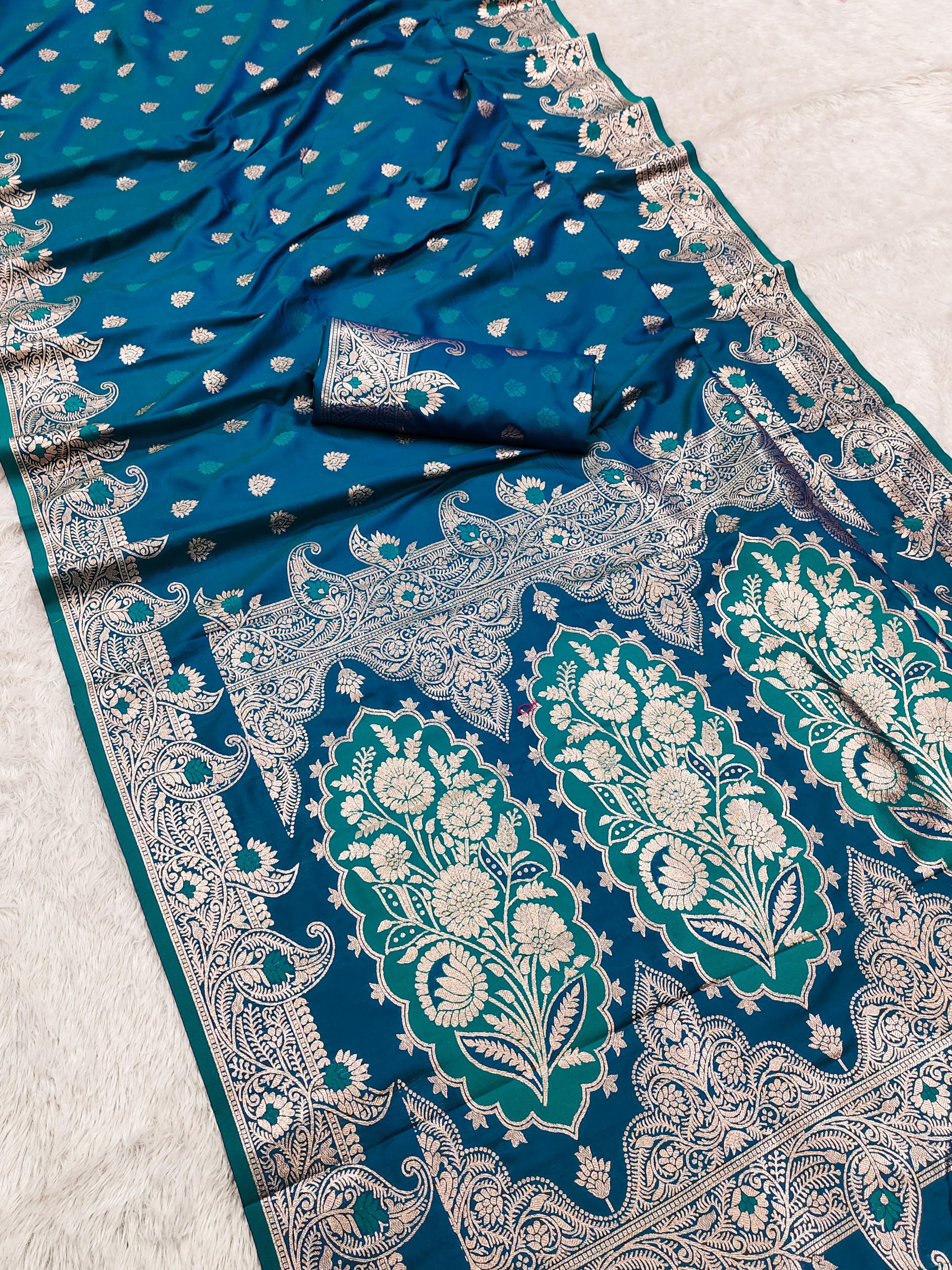 Soft Banarasi silk saree with delicate zari weaving